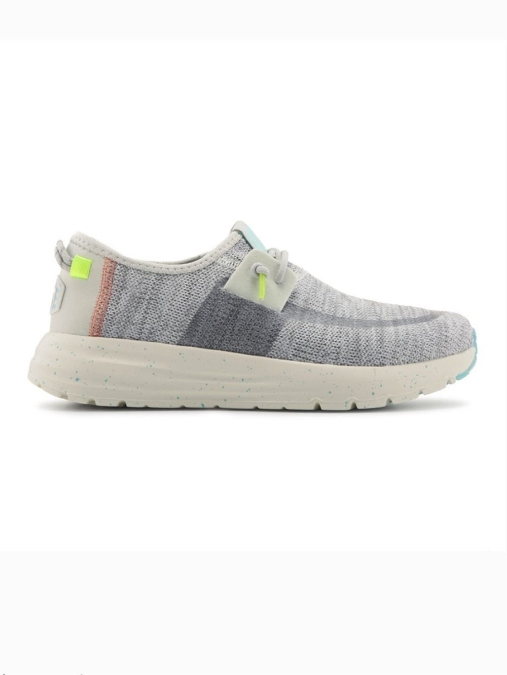 Hey Dude Sirocco Speckle Grey Neon Women’s Shoes NWT - Picture 2 of 16